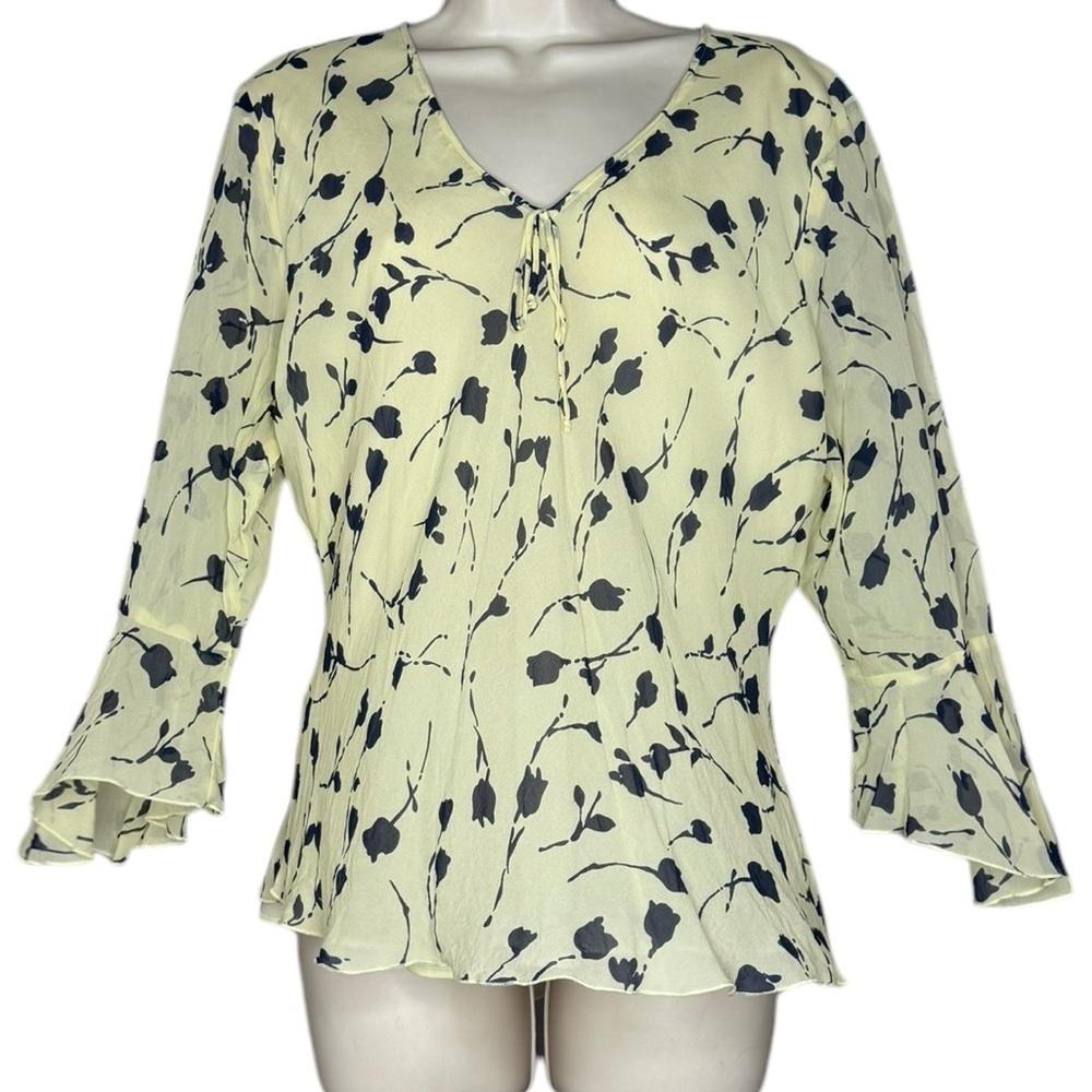 Bob Mackie Studio 100% SILK Size 14 Floral Blouse